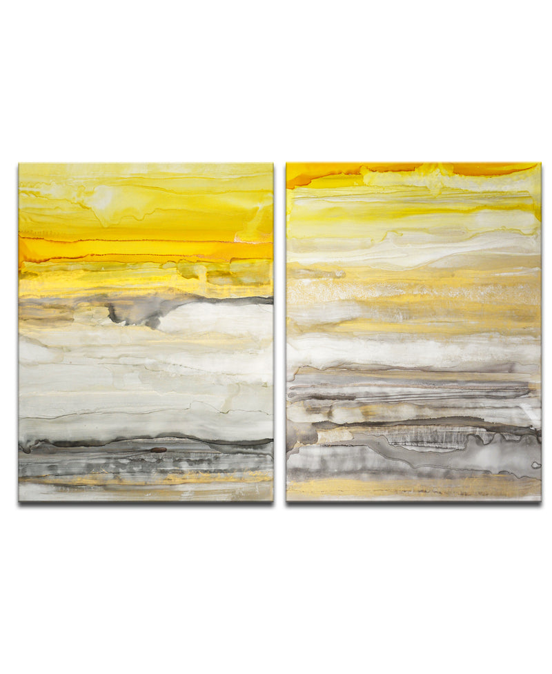 'New Sunset I/II' 2 Piece Wrapped Canvas Wall Art Set