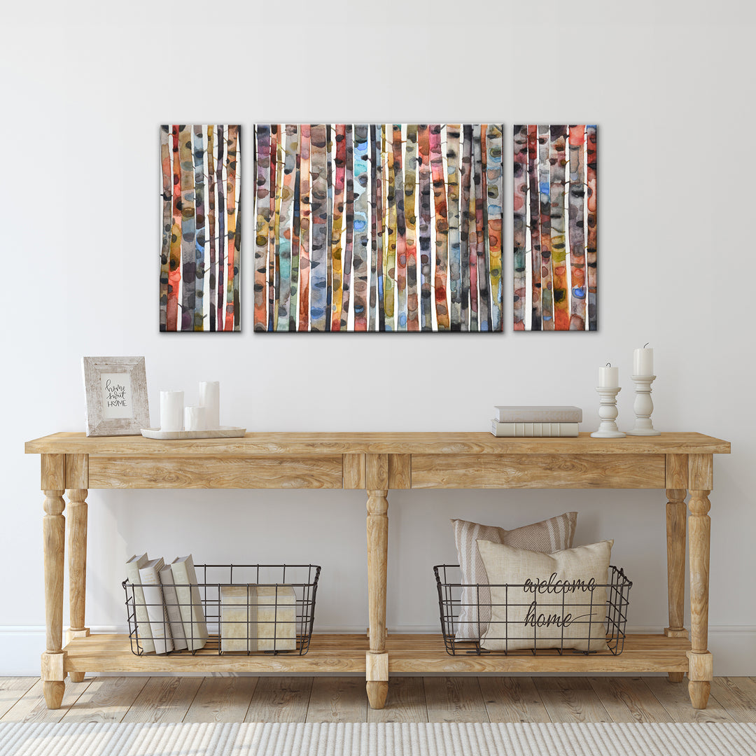 'Brilliant Birch' 3 Piece Wrapped Canvas Wall Art Set