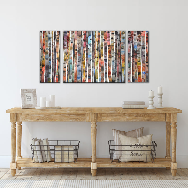 'Brilliant Birch' 3 Piece Wrapped Canvas Wall Art Set