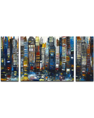'Never Sleeps' 3 Piece Wrapped Canvas Wall Art Set