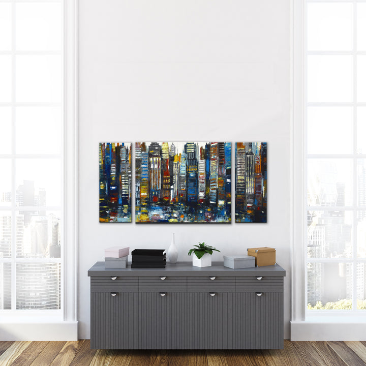 'Never Sleeps' 3 Piece Wrapped Canvas Wall Art Set