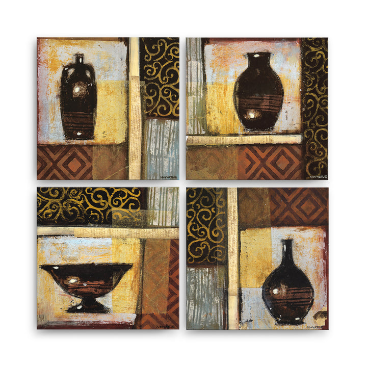 Ancient Urn I-IV' 4 Piece Wrapped Canvas Wall Art Set