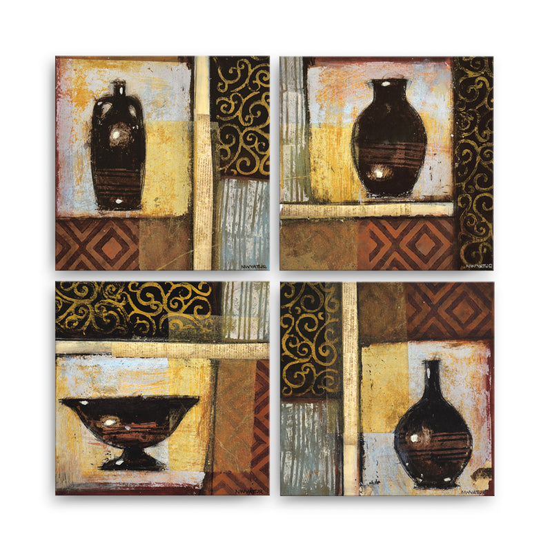 'Ancient Urn I-IV' 4 Piece Wrapped Canvas Wall Art Set