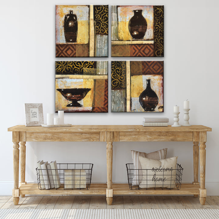 Ancient Urn I-IV' 4 Piece Wrapped Canvas Wall Art Set