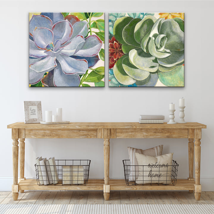 Brilliant Succulents III/IV' Wrapped Canvas Wall Art Set