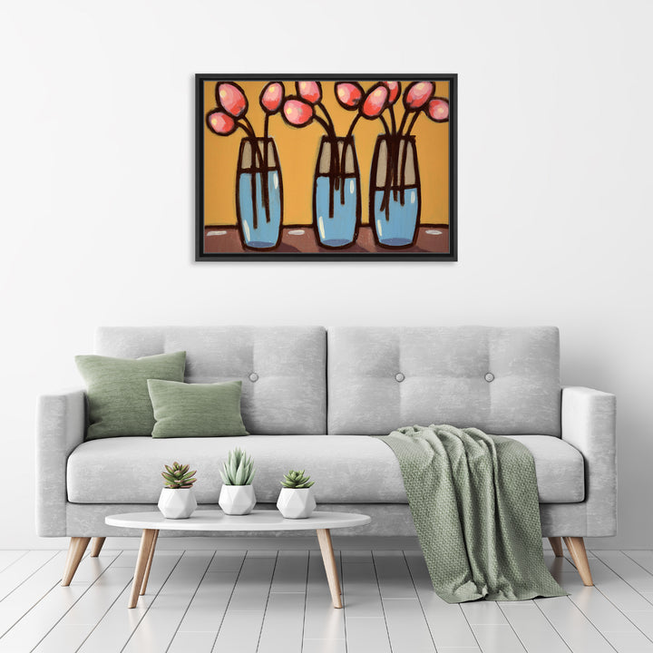 III Bouquets Framed Canvas Wall Art