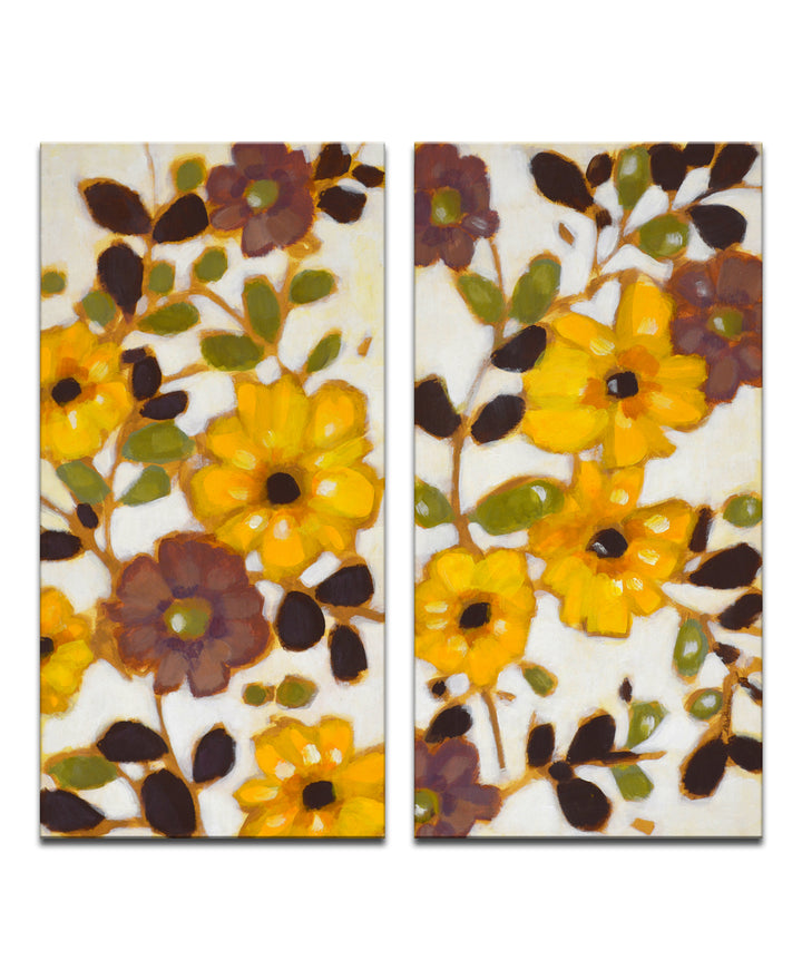 Glowing Florals' Wrapped Canvas Wall Art Set
