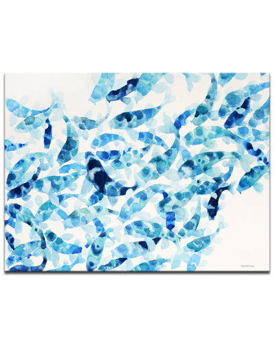 'Blue Koi' Wrapped Canvas Wall Art