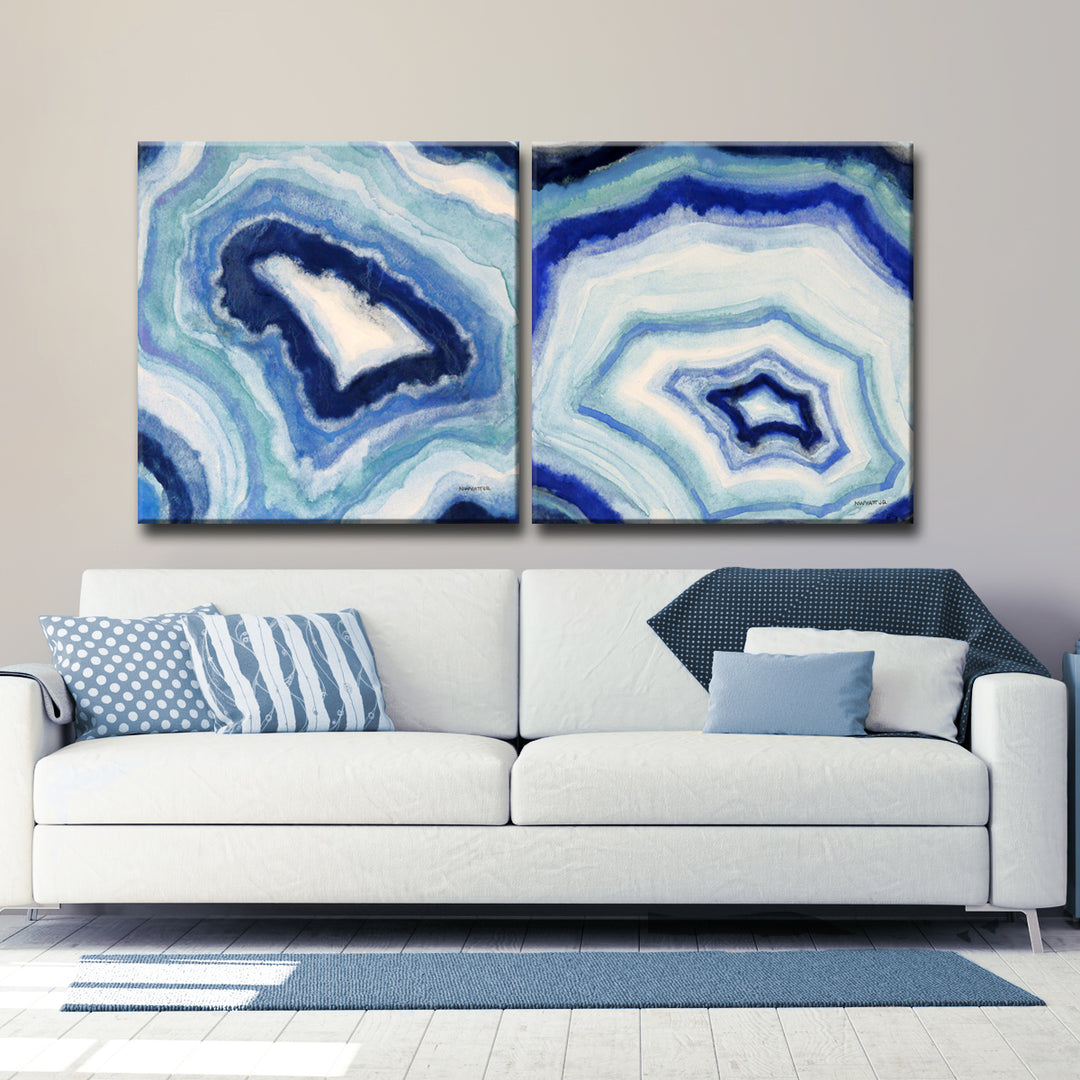 Ocean Geode I/II' 2 Piece Wrapped Canvas Wall Art Set