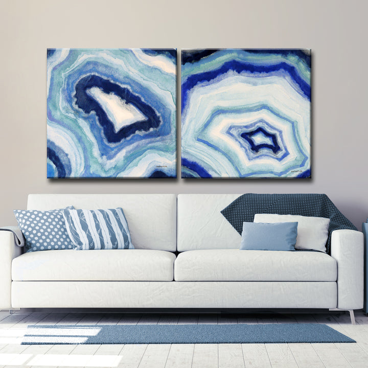 Ocean Geode I/II' 2 Piece Wrapped Canvas Wall Art Set