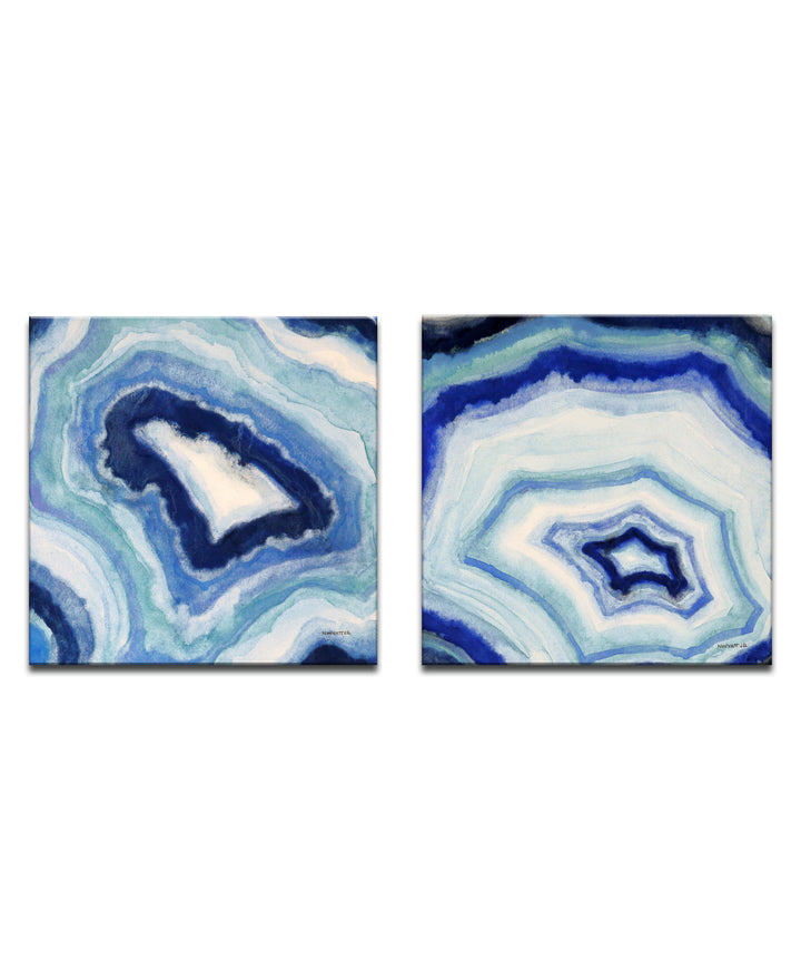 Ocean Geode I/II' 2 Piece Wrapped Canvas Wall Art Set