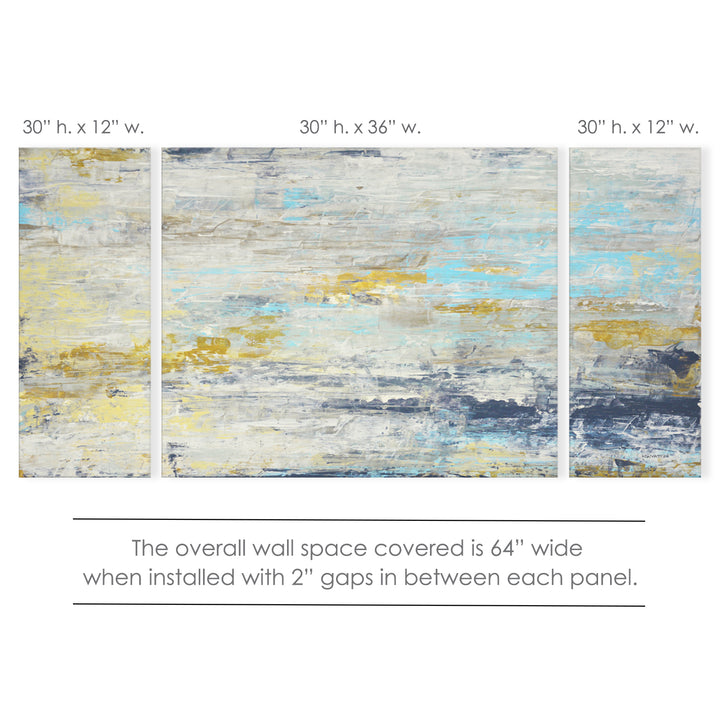 'Surf and Sound  I/II/III' 3 Piece Wrapped Canvas Wall Art Set
