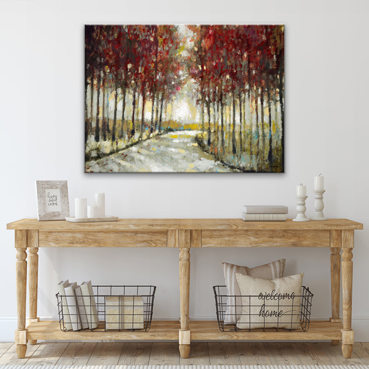 'Autumn Morning Drive' Wrapped Canvas Wall Art
