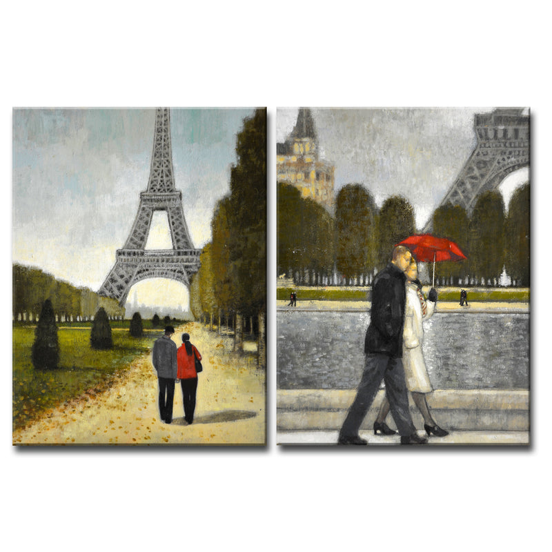 'Romantic Stroll I/II' 2 Piece Wrapped Canvas Wall Art Set