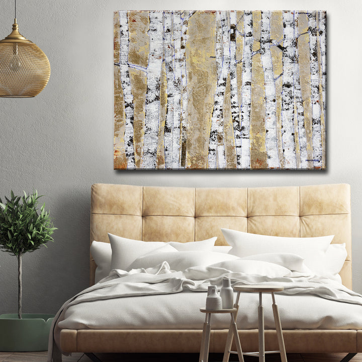 'October Birch Grove' Wrapped Canvas Wall Art
