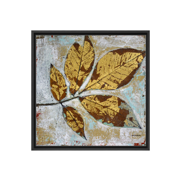 Gilded Autumn Leaves I Framed Canvas Wall Art
