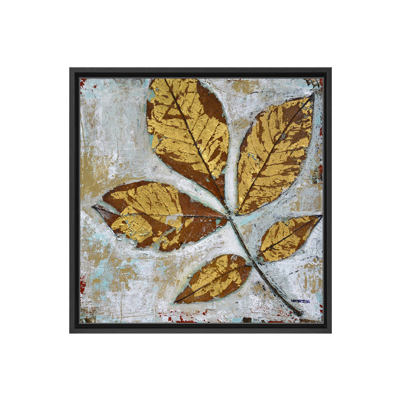 Gilded Autumn Leaves II Framed Canvas Wall Art