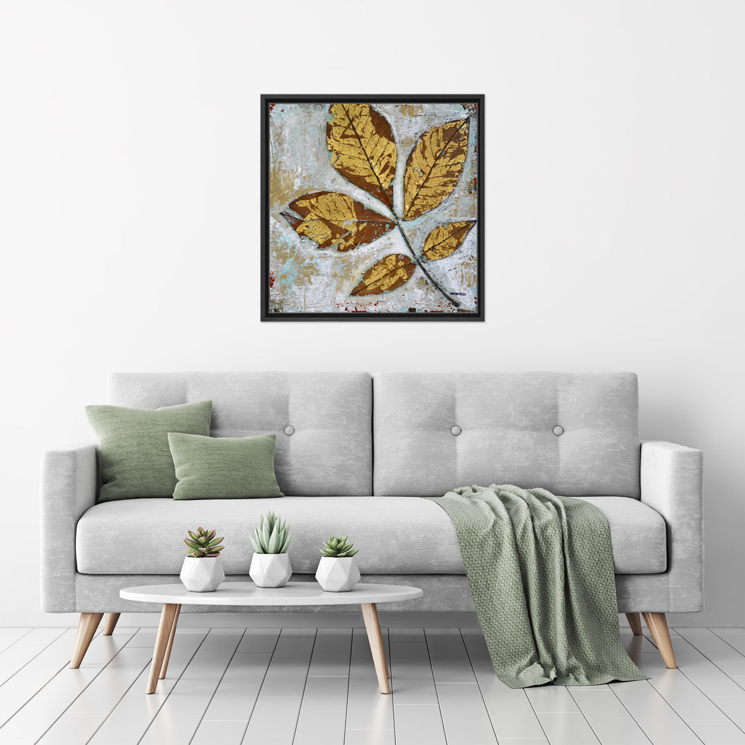 Gilded Autumn Leaves II Framed Canvas Wall Art