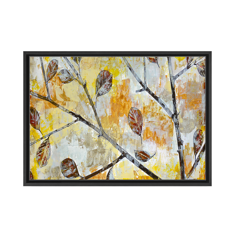 Wind Tossed Autumn Leaves Framed Canvas Wall Art