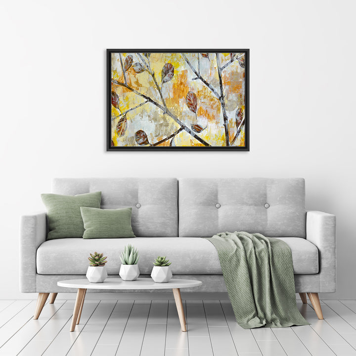 Wind Tossed Autumn Leaves Framed Canvas Wall Art