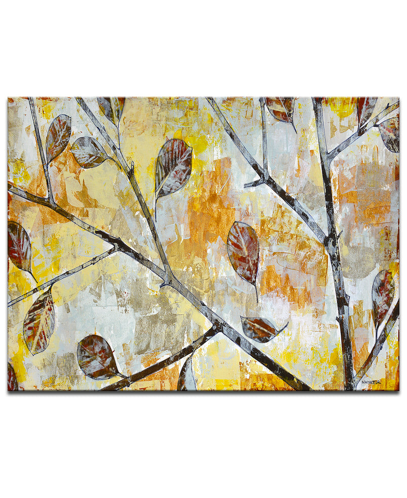 'Wind Tossed Autumn Leaves' Wrapped Canvas Wall Art