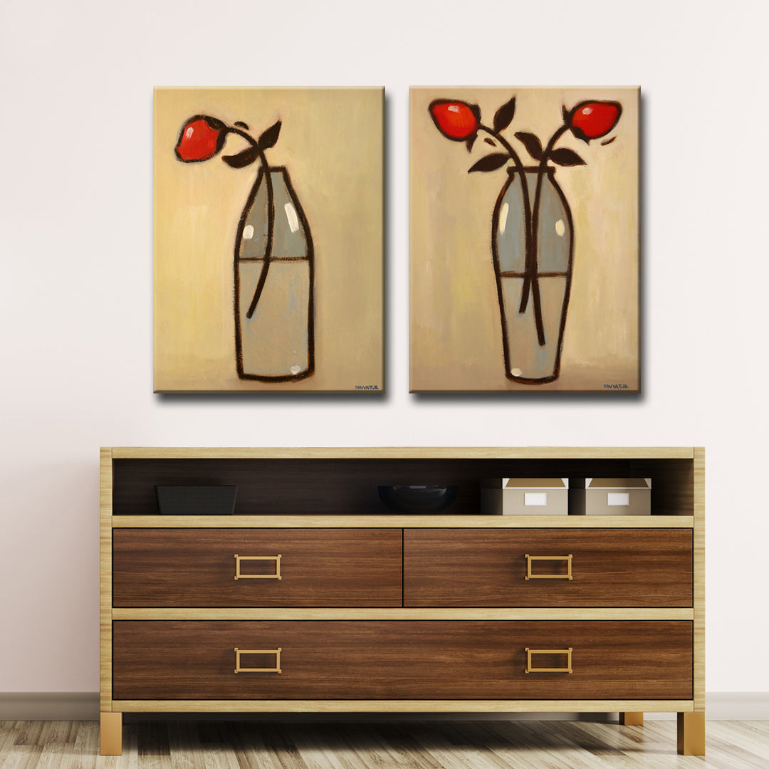 Minimalist Rose I/II' 2 Piece Wrapped Canvas Wall Art Set