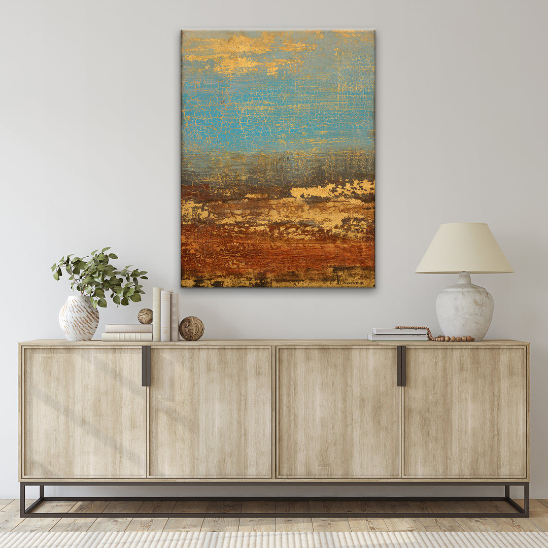 'Golden Stream' Wrapped Canvas Wall Art