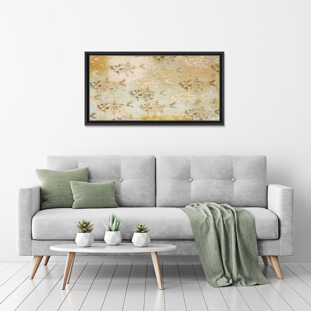 Fossilized School Framed Canvas Wall Art
