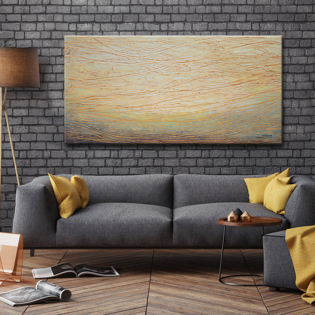 'Gold Currents' Wrapped Canvas Wall Art