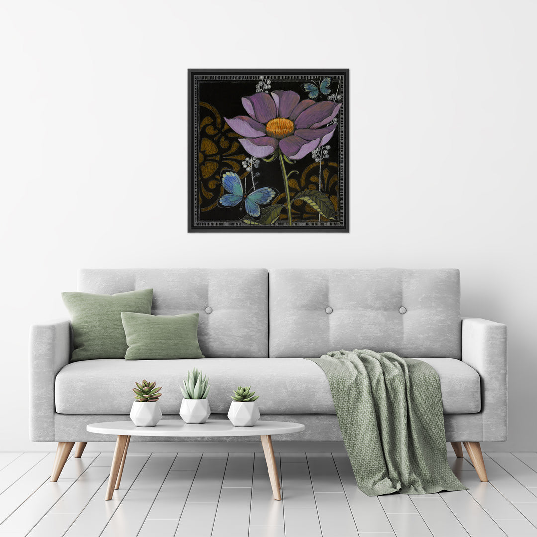 Gilt Slate Flora I Framed Canvas Wall Art