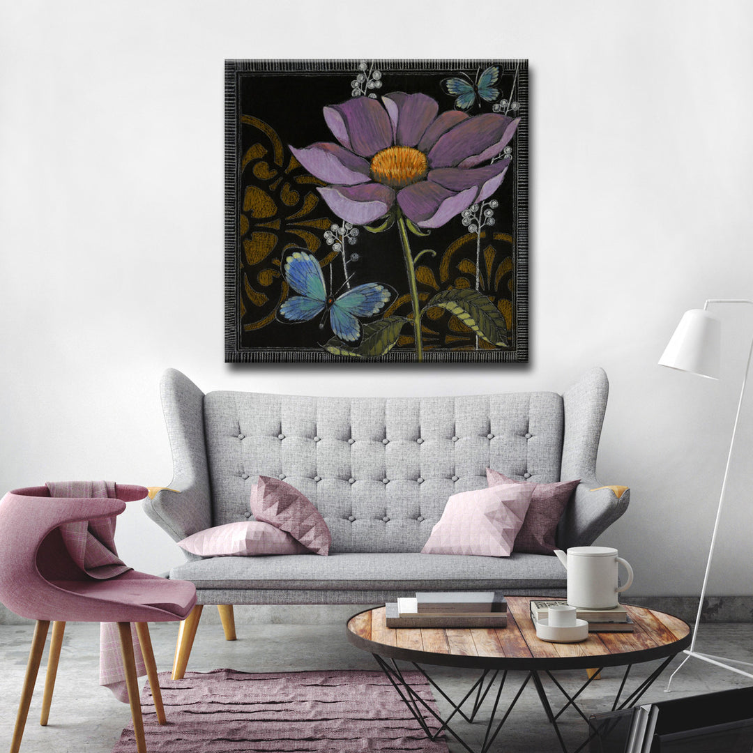 'Gilt Slate Flora I' Wrapped Canvas Wall Art