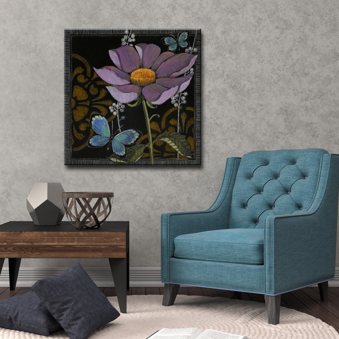 'Gilt Slate Flora I' Wrapped Canvas Wall Art