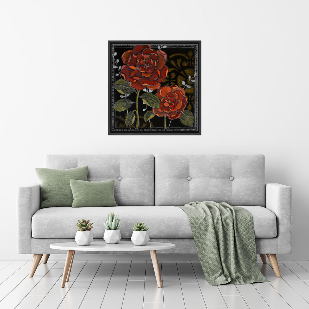 Gilt Slate Flora II Framed Canvas Wall Art