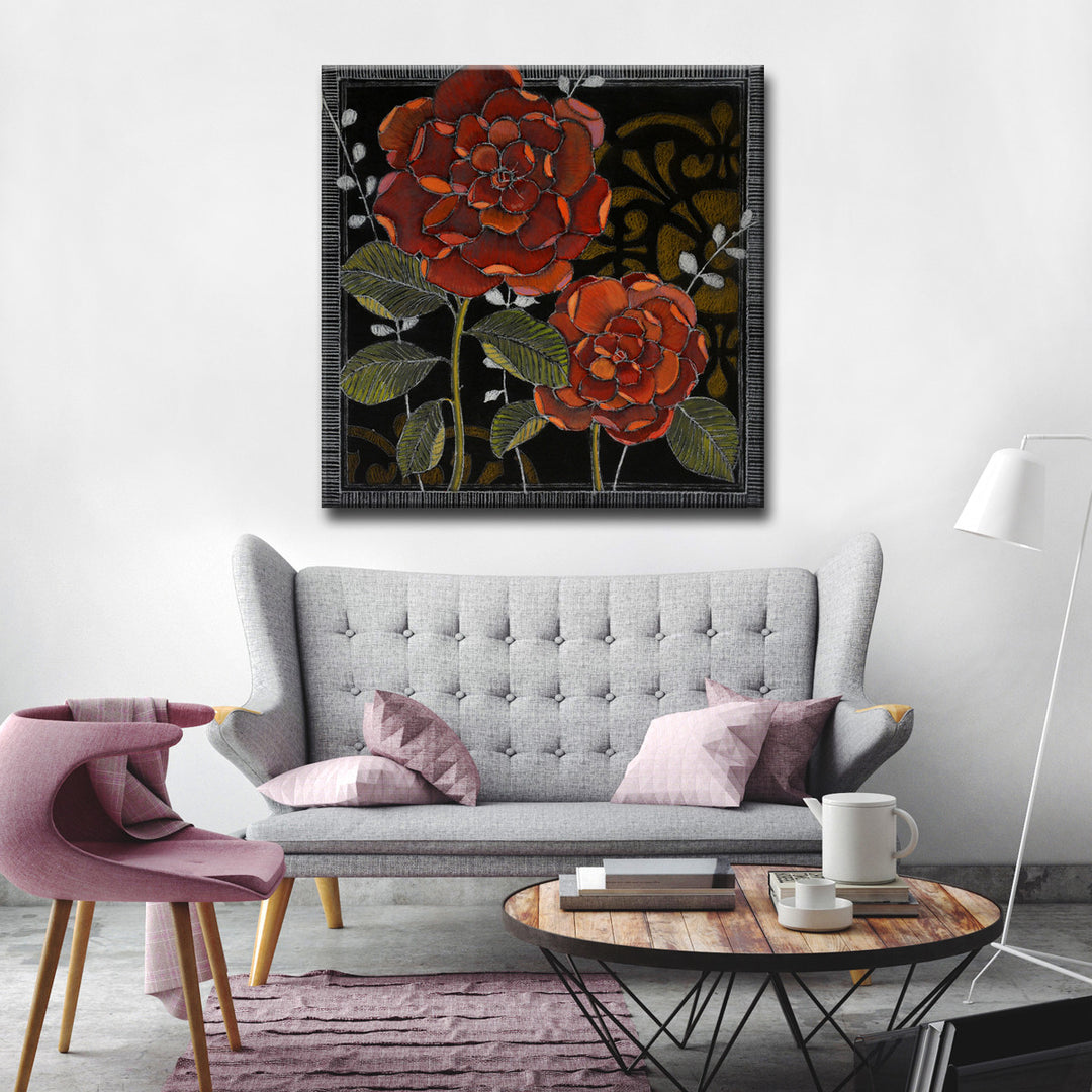 'Gilt Slate Flora II' Wrapped Canvas Wall Art
