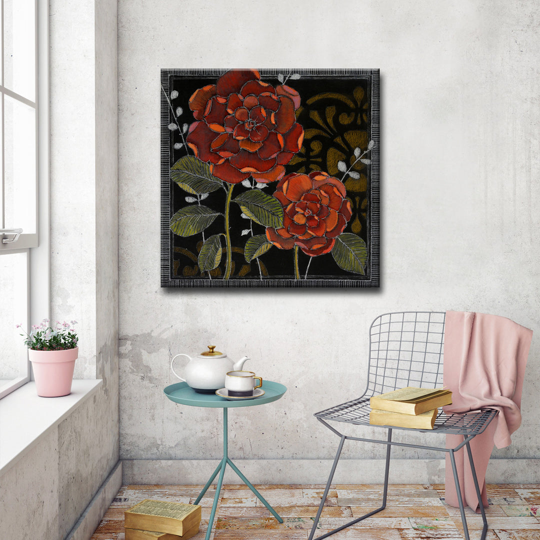 'Gilt Slate Flora II' Wrapped Canvas Wall Art
