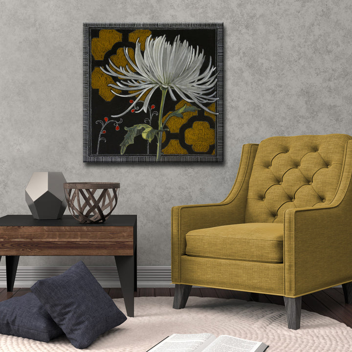 'Gilt Slate Flora III' Wrapped Canvas Wall Art