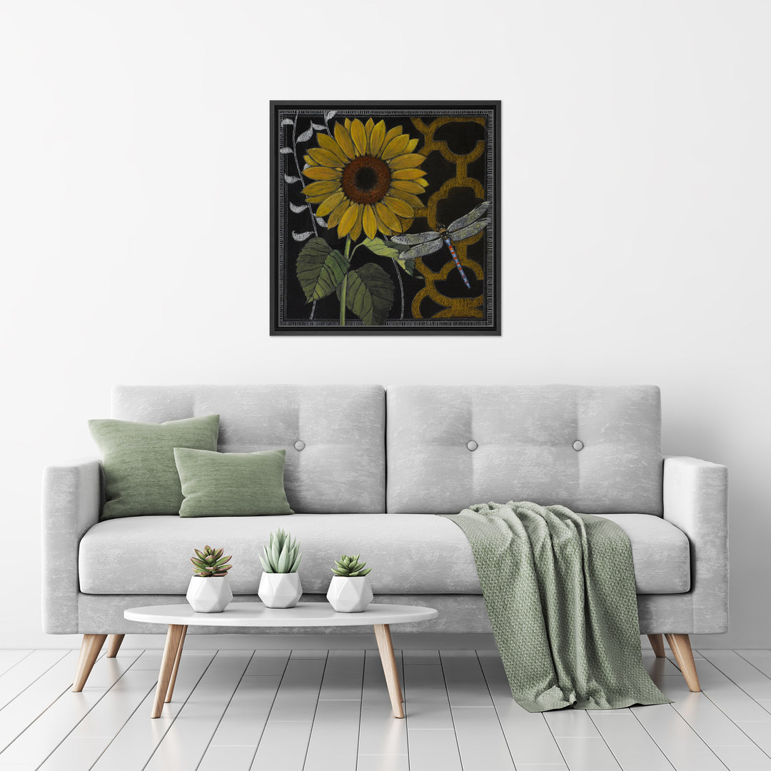 Gilt Slate Flora IV Framed Canvas Wall Art