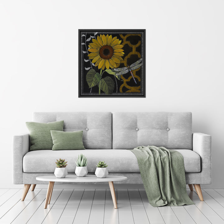 Gilt Slate Flora IV Framed Canvas Wall Art