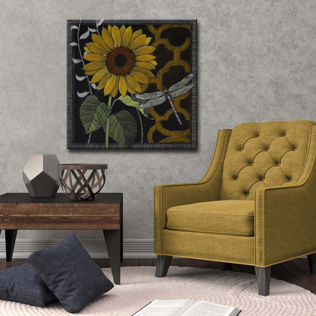 'Gilt Slate Flora IV' Wrapped Canvas Wall Art