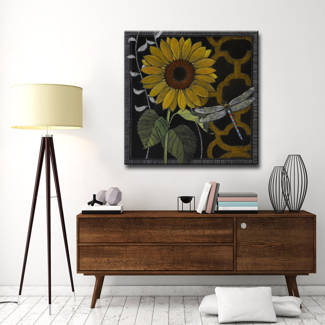 'Gilt Slate Flora IV' Wrapped Canvas Wall Art