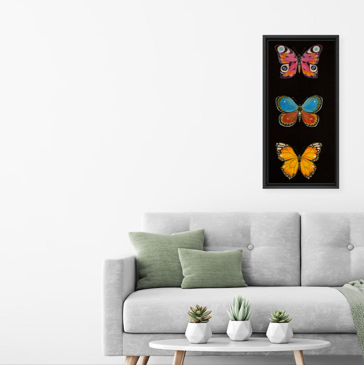 Butterfly Trio I Framed Canvas Wall Art