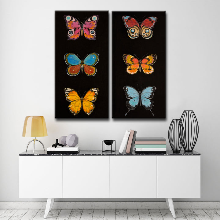 'Butterfly Trio I/II' 2 Piece Wrapped Canvas Wall Art Set
