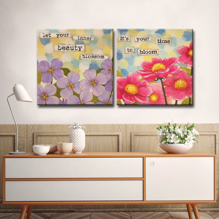 'Affirmation I/II' 2 PieceWrapped Canvas Wall Art Set