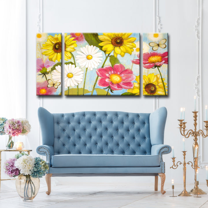 'Glorious Day' 3 Piece Wrapped Canvas Wall Art Set