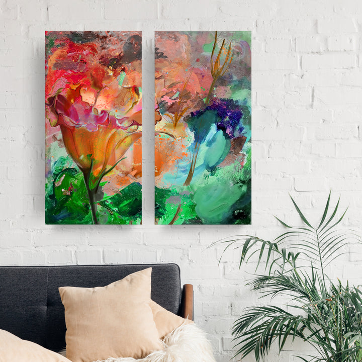 'Painted Petals LXI' Wrapped Canvas Wall Art Set