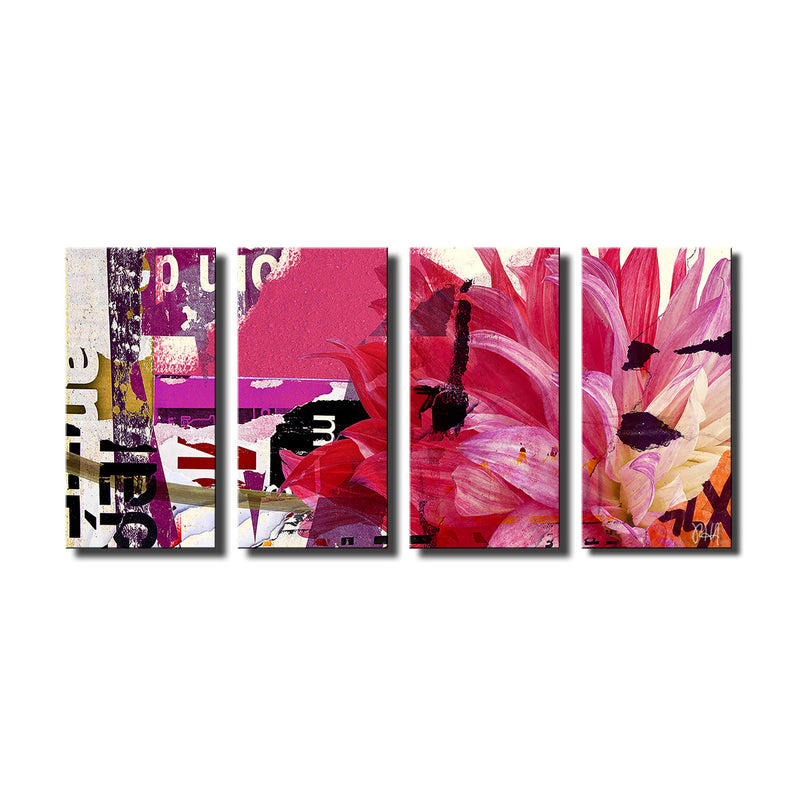 Painted Petals LXXI' 4-piece Wrapped Canvas Wall Art Set