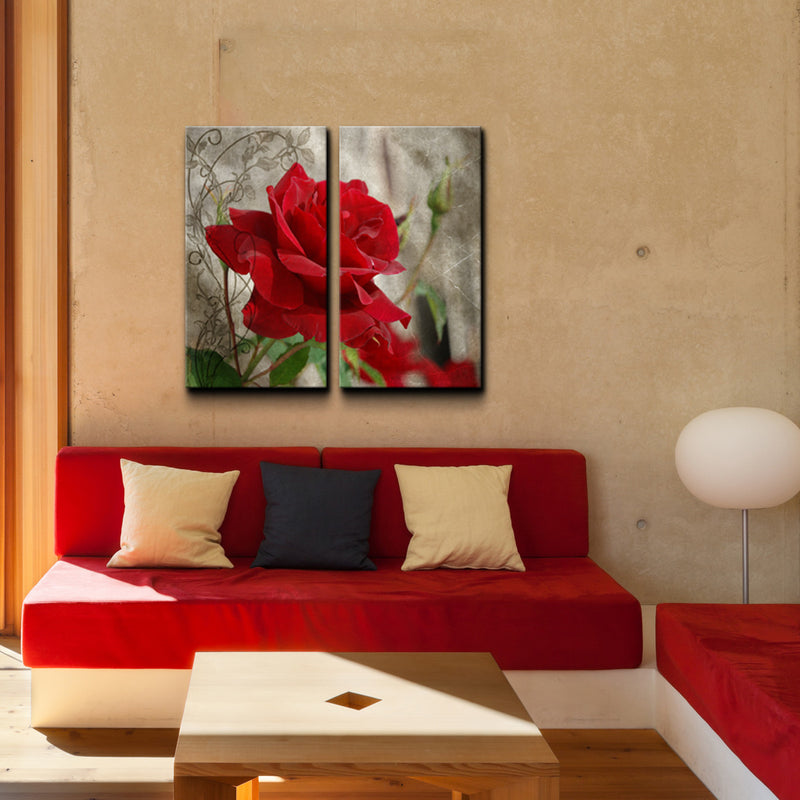 Roses are Red II' 2 Piece Wrapped Canvas Wall Art Set