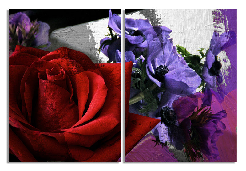 Roses are Red, Violets are Blue III' 2 Piece Wrapped Canvas Wall Art Set