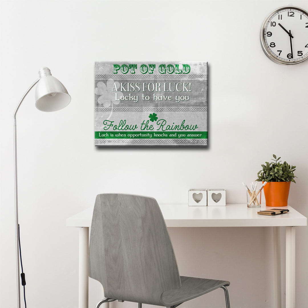 Lucky Pot of Gold' Wrapped Canvas Wall Art