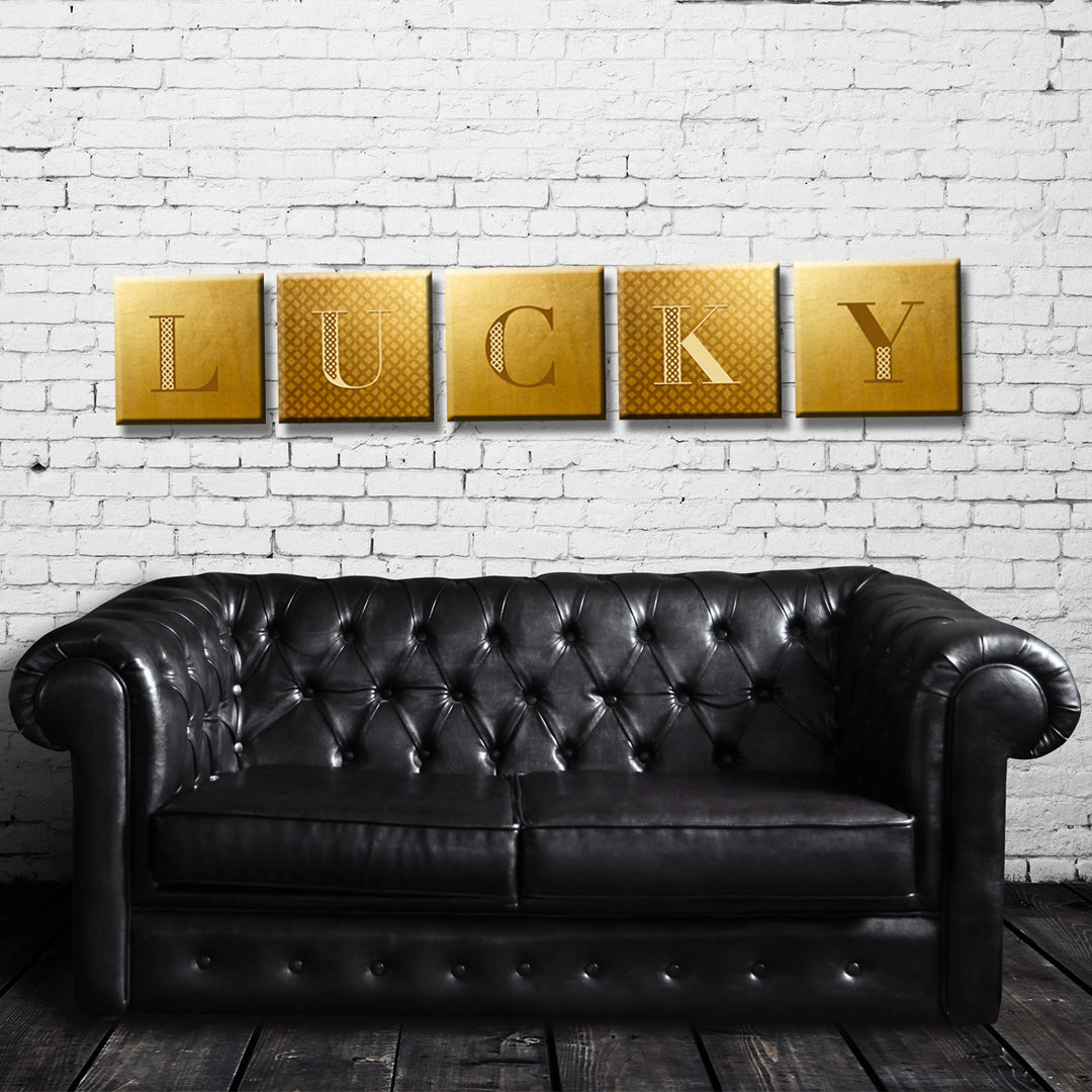 Lucky' 5 Piece Wrapped Canvas Wall Art Set
